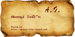 Abonyi Iván névjegykártya